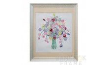 กรอบผ้าปักครอสติชใส่กรอบ กรอบรูปพวงดอกไม้ กรอบตัดเจาะแมท